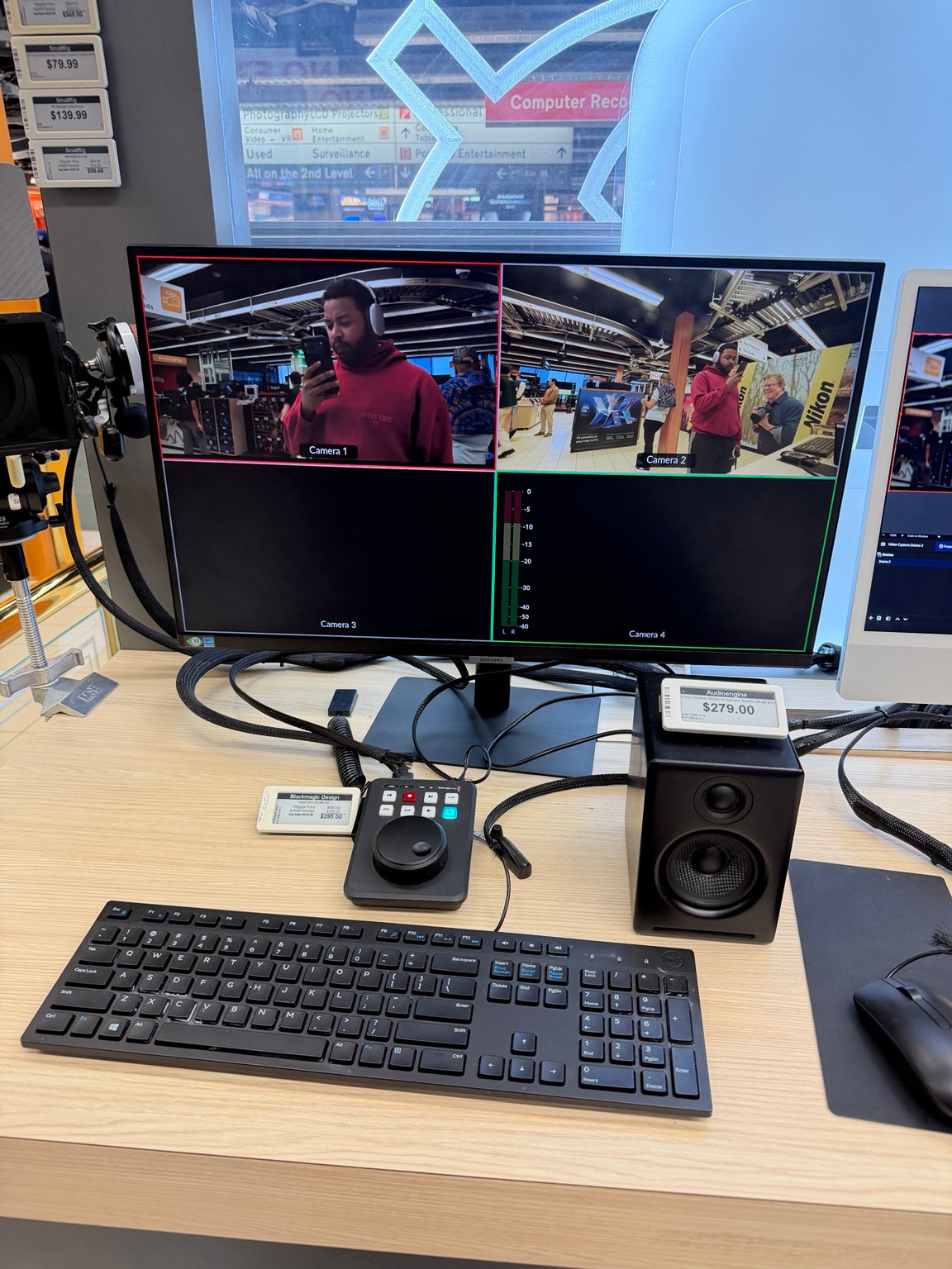 Elijah’s supplied NYC reference showing two camera feeds on a four-pane multiview monitor